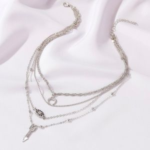 Multilayered Evil Eye and Arrow Necklace